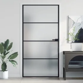 Puerta interior delgada negra vidrio y aluminio 102,5x201,5 cm de , Puertas para el hogar - Ref: Foro24-155123, Precio: 181,2...