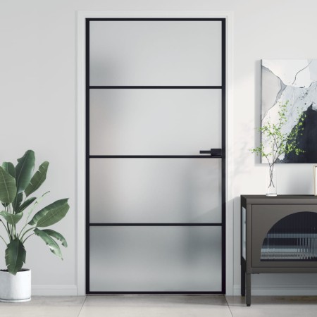 Puerta interior delgada negra vidrio y aluminio 102,5x201,5 cm de , Puertas para el hogar - Ref: Foro24-155123, Precio: 178,6...