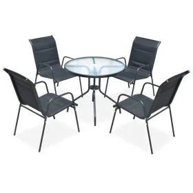 Juego de comedor de jardín 5 piezas de acero negro de vidaXL, Conjuntos de jardín - Ref: Foro24-43318, Precio: 191,87 €, Desc...