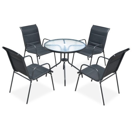 Juego de comedor de jardín 5 piezas de acero negro de vidaXL, Conjuntos de jardín - Ref: Foro24-43318, Precio: 195,06 €, Desc...