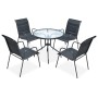 Juego de comedor de jardín 5 piezas de acero negro de vidaXL, Conjuntos de jardín - Ref: Foro24-43318, Precio: 195,06 €, Desc...