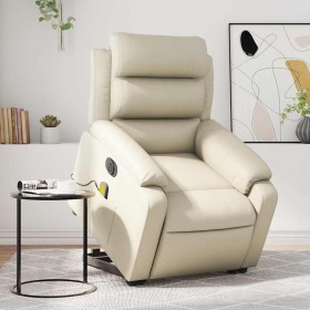 Sillón de masaje elevable eléctrico cuero sintético crema en Sillones | Comprar online en Foru.es