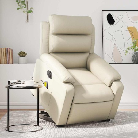 Sillón de masaje elevable eléctrico cuero sintético crema en Sillones | Comprar online en Foru.es