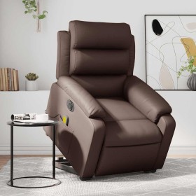 Sillón de masaje elevable eléctrico cuero sintético marrón en Sillones | Comprar online en Foru.es