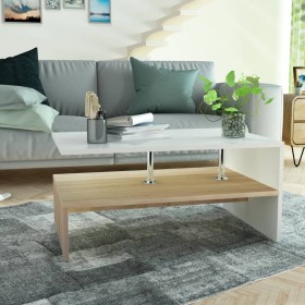 Mesa de centro madera de ingeniería blanco y roble 90x59x42 cm de vidaXL, Mesas de centro - Ref: Foro24-244856, Precio: 74,02...