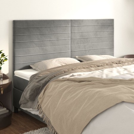Cabeceros 4 unidades de terciopelo gris claro 100x5x78/88 cm de , Cabeceros y pies de cama - Ref: Foro24-3116538, Precio: 91,...