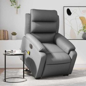 Sillón de masaje elevable eléctrico cuero sintético gris en Sillones | Comprar online en Foru.es