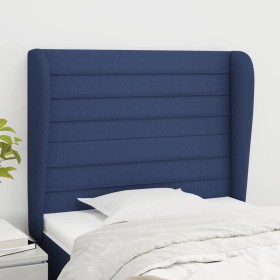Cabecero con orejas de tela azul 93x23x118/128 cm de , Cabeceros y pies de cama - Ref: Foro24-3118084, Precio: 76,40 €, Descu...