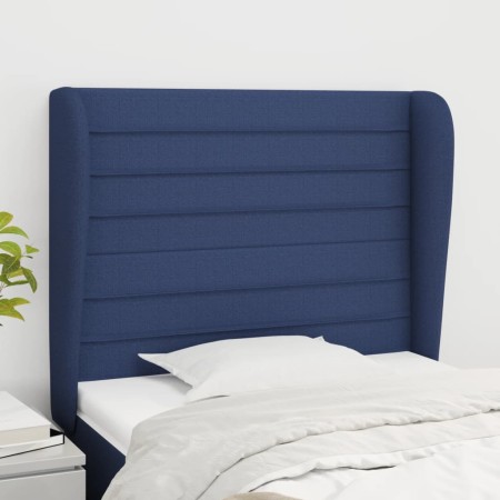 Cabecero con orejas de tela azul 93x23x118/128 cm de , Cabeceros y pies de cama - Ref: Foro24-3118084, Precio: 76,40 €, Descu...