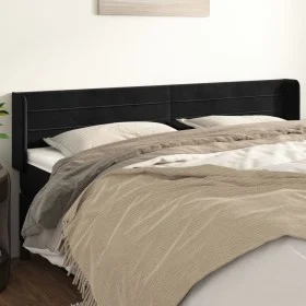 Black velvet headboard 203x16x78/88 cm by , Headboards and footboards - Ref: Foro24-3118976, Price: 63,03 €, Discount: %