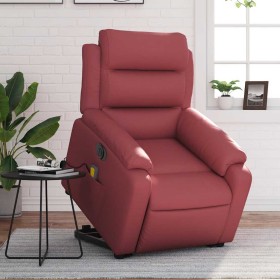 Sillón de masaje elevable eléctrico cuero artificial rojo tinto en Sillones | Comprar online en Foru.es