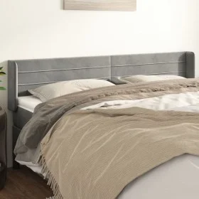 Light gray velvet headboard 203x16x78/88 cm by , Headboards and footboards - Ref: Foro24-3118974, Price: 59,07 €, Discount: %
