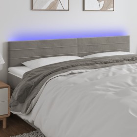 Cabecero con LED de terciopelo gris claro 200x5x78/88 cm de , Cabeceros y pies de cama - Ref: Foro24-3121818, Precio: 56,68 €...