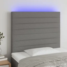Headboard with LED lights dark gray fabric 100x5x118/128 cm by , Headboards and footboards - Ref: Foro24-3122555, Price: 70,8...