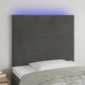 Headboard with LED lights dark gray velvet 100x5x118/128 cm by , Headboards and footboards - Ref: Foro24-3122607, Price: 55,9...