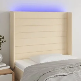 Cabecero con LED de tela color crema 103x16x118/128 cm de , Cabeceros y pies de cama - Ref: Foro24-3124183, Precio: 92,94 €, ...