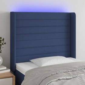 Cabecero con LED de tela azul 93x16x118/128 cm de , Cabeceros y pies de cama - Ref: Foro24-3124176, Precio: 79,71 €, Descuent...