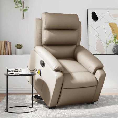 Sillón reclinable de masaje eléctrico cuero sintético capuchino en Sillones | Comprar online en Foru.es