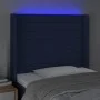 Blue fabric headboard with LED 93x16x118/128 cm by , Headboards and footboards - Ref: Foro24-3124176, Price: 81,54 €, Discoun...