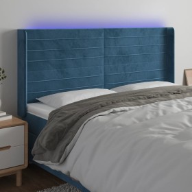 Cabecero con LED de terciopelo azul oscuro 203x16x118/128 cm de , Cabeceros y pies de cama - Ref: Foro24-3124258, Precio: 125...