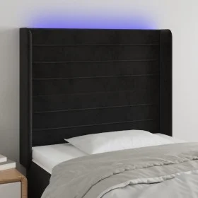 Cabecero con LED de terciopelo negro 103x16x118/128 cm de , Cabeceros y pies de cama - Ref: Foro24-3124232, Precio: 73,62 €, ...