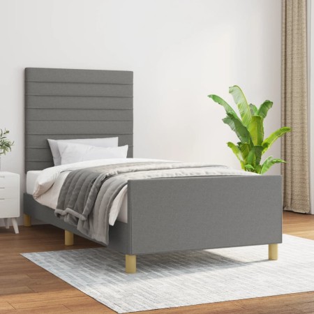 Estructura de cama con cabecero de tela gris oscuro 90x200 cm de , Camas y somieres - Ref: Foro24-3125107, Precio: 135,39 €, ...
