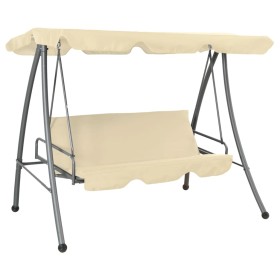 Banco columpio de exterior con dosel blanco arena de vidaXL, Balancines de jardín - Ref: Foro24-43237, Precio: 195,77 €, Desc...