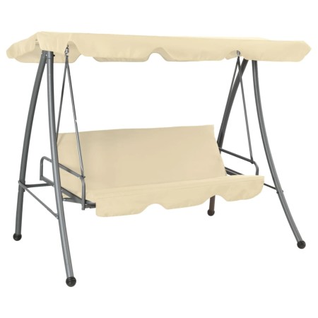 Banco columpio de exterior con dosel blanco arena de vidaXL, Balancines de jardín - Ref: Foro24-43237, Precio: 195,77 €, Desc...