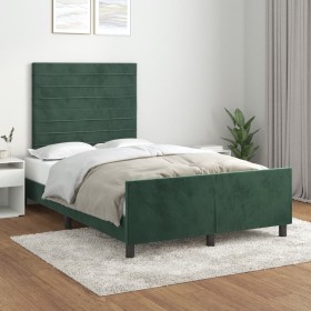 Estructura cama con cabecero terciopelo verde oscuro 120x200 cm de , Camas y somieres - Ref: Foro24-3125809, Precio: 175,84 €...