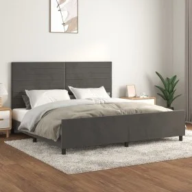 Estructura cama con cabecero terciopelo gris oscuro 200x200 cm de , Camas y somieres - Ref: Foro24-3125837, Precio: 214,17 €,...