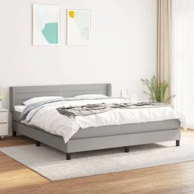 Box spring bed with light gray fabric mattress 180x200 cm by , Beds and slatted bases - Ref: Foro24-3129809, Price: 562,80 €,...