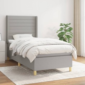 Cama box spring con colchón tela gris claro 90x190 cm de , Camas y somieres - Ref: Foro24-3132033, Precio: 313,50 €, Descuent...