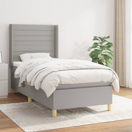 Cama box spring con colchón tela gris claro 90x190 cm de , Camas y somieres - Ref: Foro24-3132033, Precio: 313,50 €, Descuent...