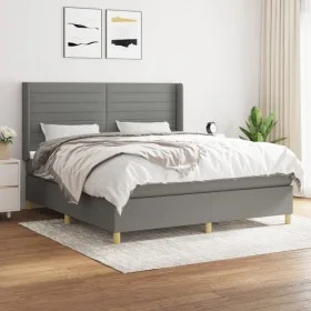 Cama box spring con colchón tela gris oscuro 180x200 cm de , Camas y somieres - Ref: Foro24-3132090, Precio: 589,49 €, Descue...