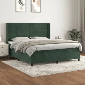 Box spring bed with dark green velvet mattress 180x200 cm by , Beds and slatted bases - Ref: Foro24-3132756, Price: 659,47 €,...