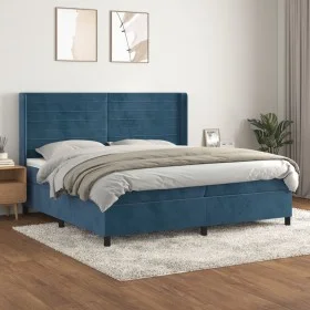 Box spring bed with dark blue velvet mattress 200x200 cm by , Beds and slatted bases - Ref: Foro24-3132763, Price: 653,45 €, ...