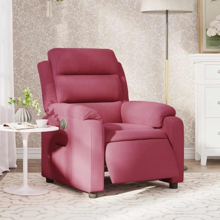 Sillón reclinable eléctrico de terciopelo rojo tinto en Sillones | Comprar online en Foru.es