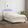 Box spring bed mattress and LED lights cream fabric 90x200 cm by , Beds and slatted bases - Ref: Foro24-3133130, Price: 282,1...