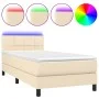 Box spring bed mattress and LED lights cream fabric 90x200 cm by , Beds and slatted bases - Ref: Foro24-3133130, Price: 282,1...