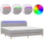 Cama box spring con colchón tela y LED gris claro 200x200 cm de , Camas y somieres - Ref: Foro24-3133821, Precio: 574,07 €, D...