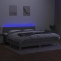 Cama box spring con colchón tela y LED gris claro 200x200 cm de , Camas y somieres - Ref: Foro24-3133821, Precio: 574,07 €, D...