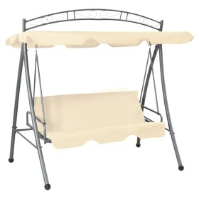 Banco columpio convertible de exterior con dosel blanco arena de vidaXL, Balancines de jardín - Ref: Foro24-43241, Precio: 25...