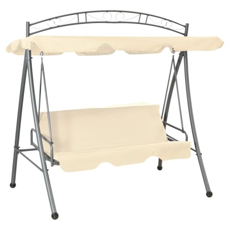 Banco columpio convertible de exterior con dosel blanco arena de vidaXL, Balancines de jardín - Ref: Foro24-43241, Precio: 25...