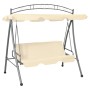 Banco columpio convertible de exterior con dosel blanco arena de vidaXL, Balancines de jardín - Ref: Foro24-43241, Precio: 25...