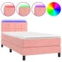 Box spring bed with mattress and LED pink velvet 90x190 cm by , Beds and slatted bases - Ref: Foro24-3134380, Price: 315,18 €...