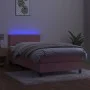 Box spring bed with mattress and LED pink velvet 90x190 cm by , Beds and slatted bases - Ref: Foro24-3134380, Price: 315,18 €...