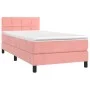 Box spring bed with mattress and LED pink velvet 90x190 cm by , Beds and slatted bases - Ref: Foro24-3134380, Price: 315,18 €...