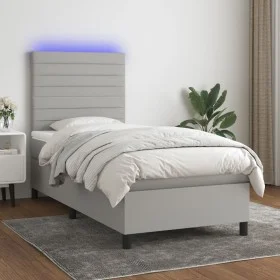 Cama box spring colchón y luces LED tela gris claro 90x190 cm de , Camas y somieres - Ref: Foro24-3134917, Precio: 316,56 €, ...