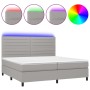 Cama box spring con colchón tela y LED gris claro 200x200 cm de , Camas y somieres - Ref: Foro24-3134981, Precio: 680,90 €, D...