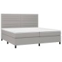 Cama box spring con colchón tela y LED gris claro 200x200 cm de , Camas y somieres - Ref: Foro24-3134981, Precio: 680,90 €, D...